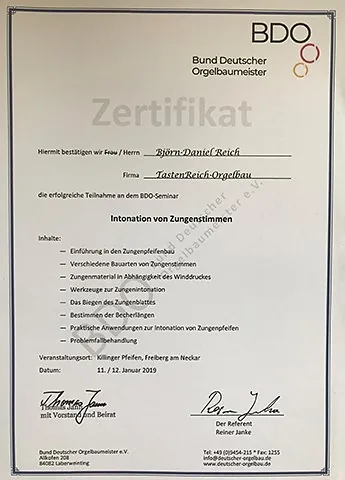 Intonation von Zungenstimmen, Fortbildung – Foto 1